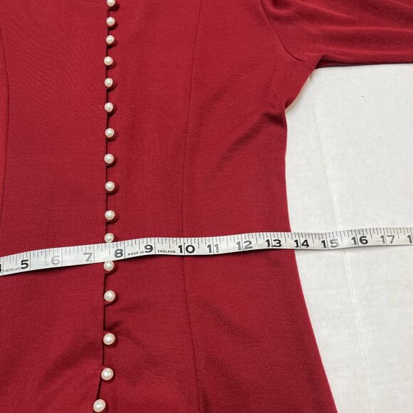 Vintage California Gold Rush Dress M Red Aline Pearl Button Maxi French Country - Picture 9 of 9